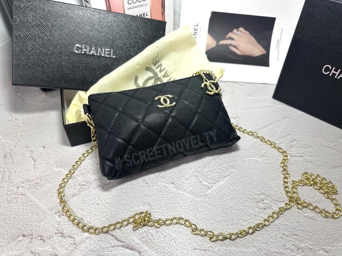 샤넬뷰티 캐비어 미니 체인 클러치 백 블랙 풀박스 상품이미지10