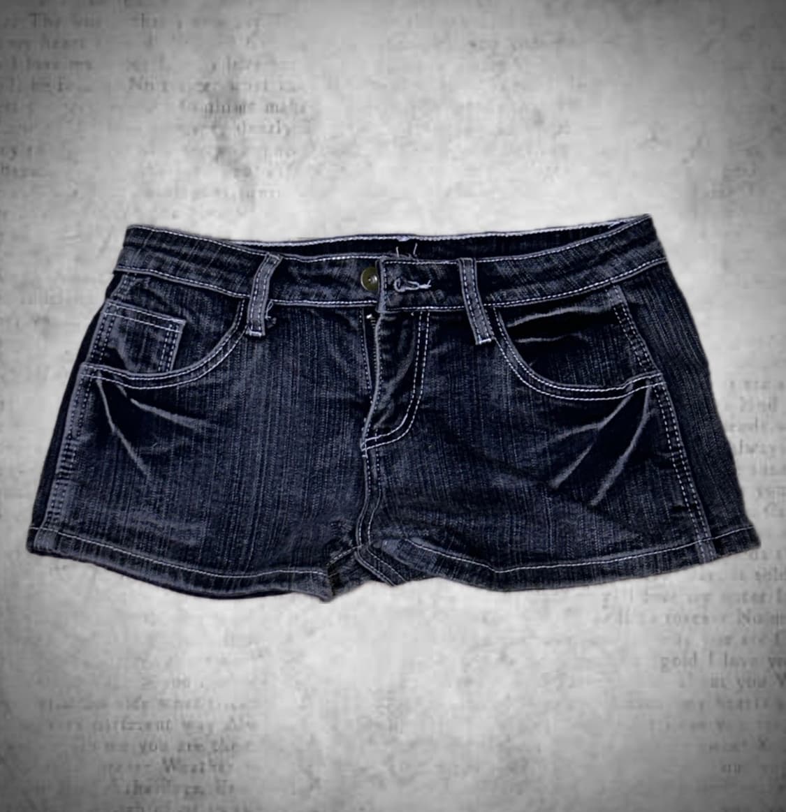 펑크 갸루 y2k무드 딱붙 흑청워싱 숏팬츠 상품이미지1