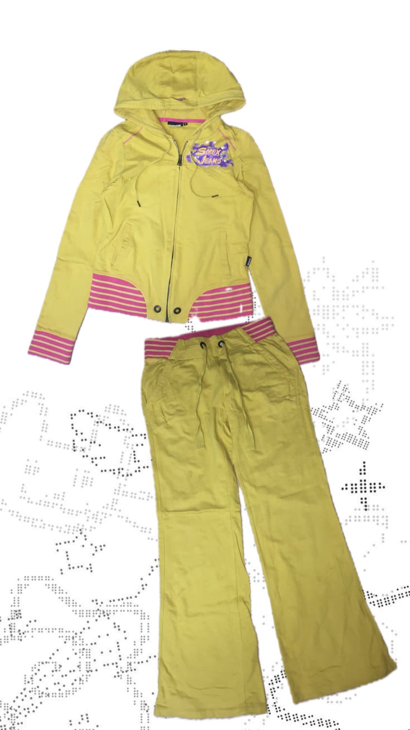 Y2k 레어 디자인 옐로우 셋업 상품이미지1