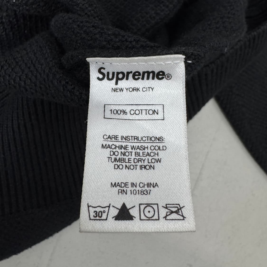 슈프림 19FW 코튼 피크 크루넥  와플 니트 블랙 상품이미지5