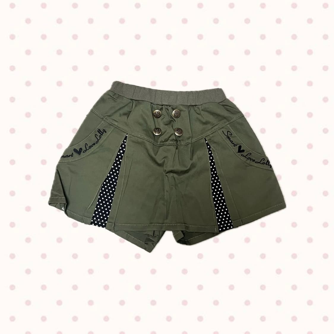 빈티지 모리걸 갸루 카키 도트 팬츠 큐롯 상품이미지1