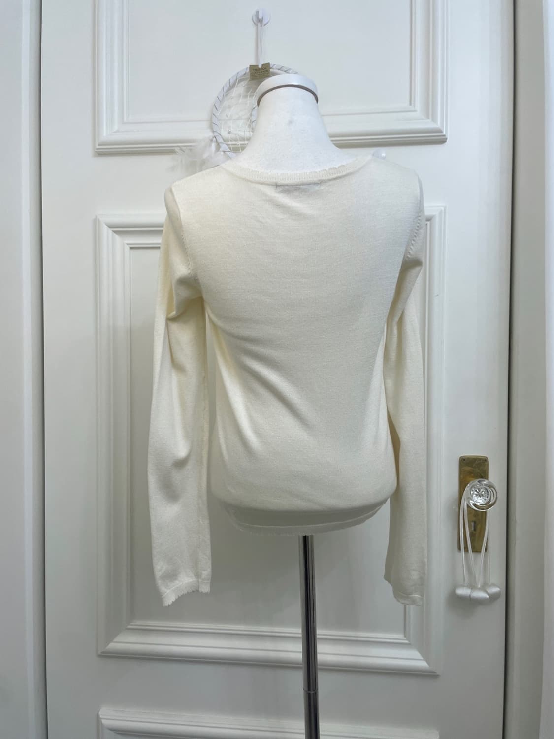 INGNI ivory argyle bow button soft cardi 상품이미지3