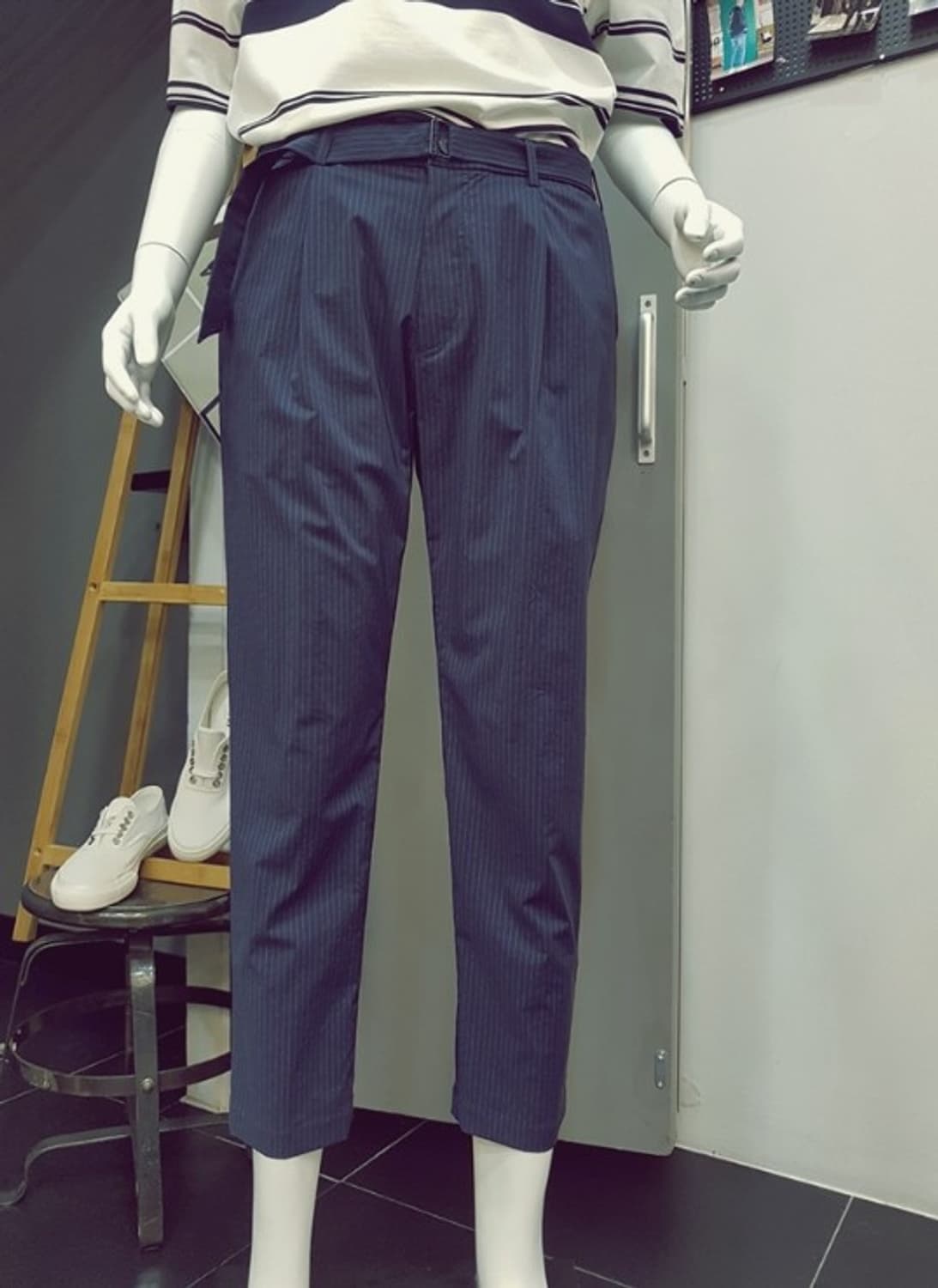 티아이포맨 스트라이프 원턱 세미 배기 슬랙스 팬츠 상품이미지8