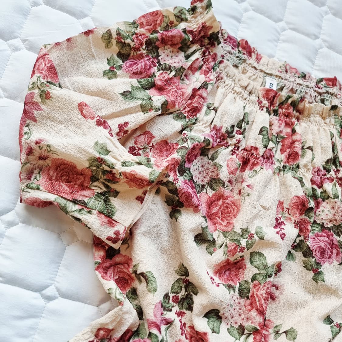 로즈플라워 셔링 롱블라우스 M 상품이미지4