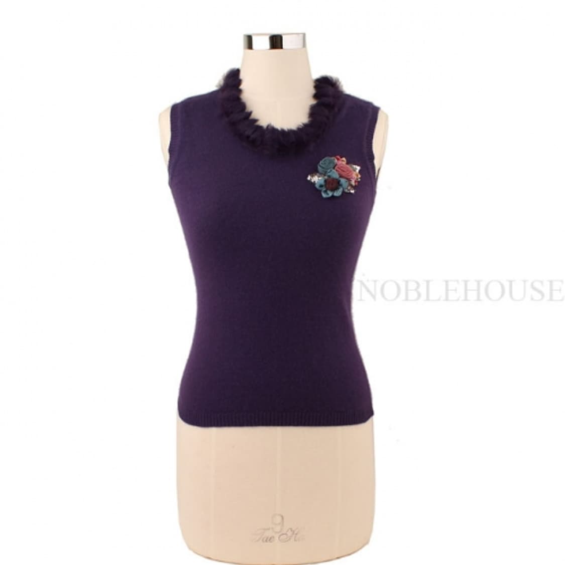 블루마린 퍼플 퍼 민소매 캐시미어 니트 44 55 상품이미지1