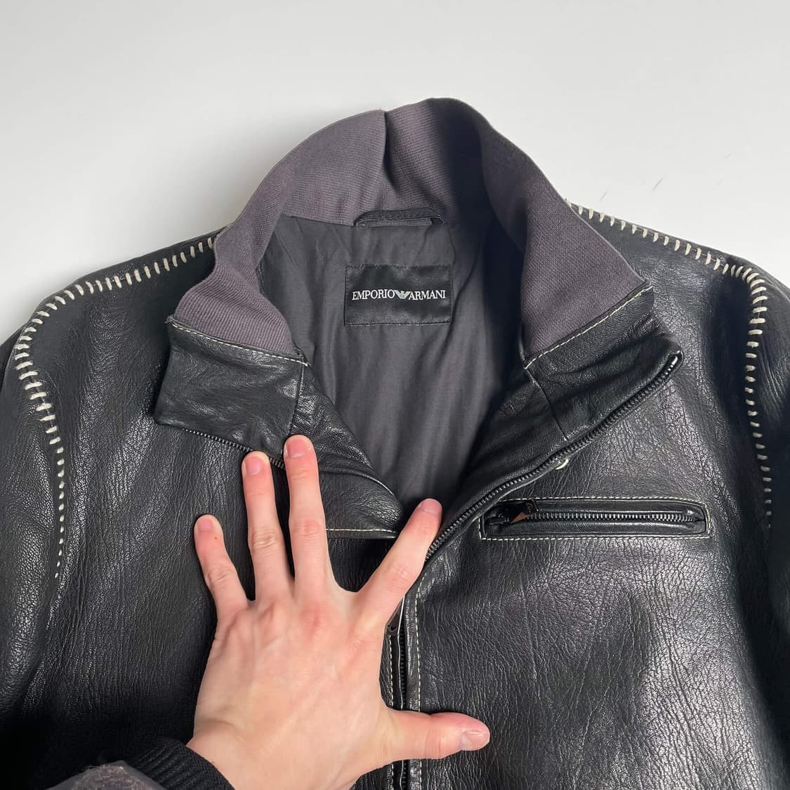 Emporio armani 소가죽 야구공 스티치 자켓 상품이미지10