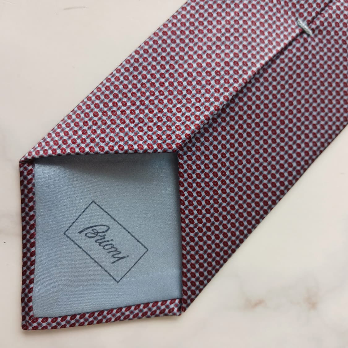 브리오니 실크 블루 와인 패턴 넥타이 8cm S~A+등급 E906 상품이미지8