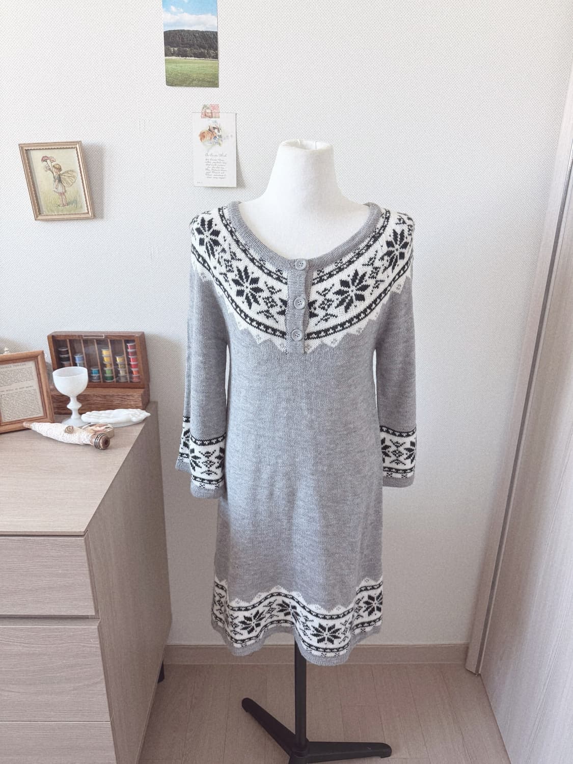 모리걸 눈꽃 니트원피스 상품이미지1