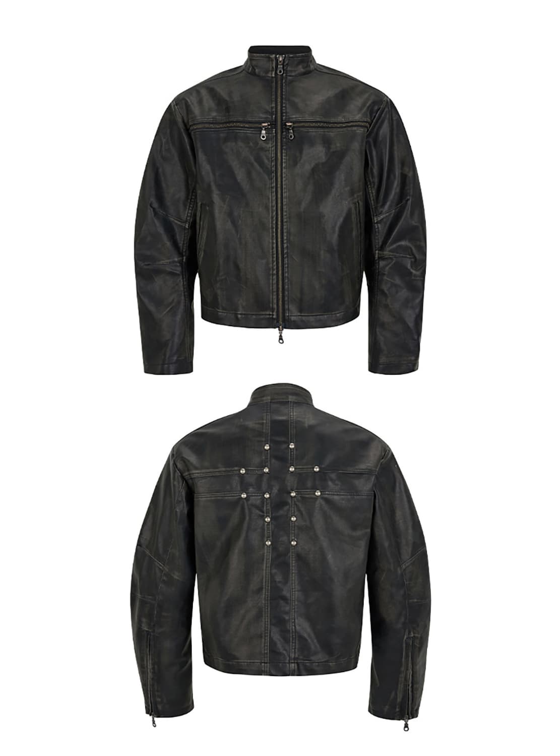 (SGW) Cross Zipper Leather Jacket 상품이미지1