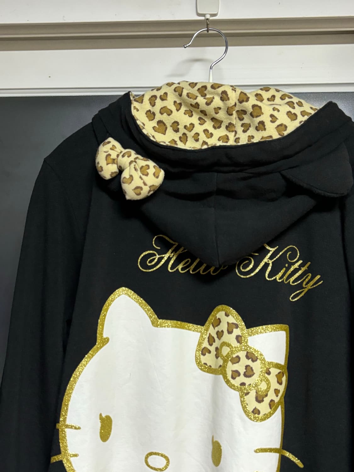 헬로키티 고전 후드집업 네코미미 호피 후집 갸루 상품이미지2