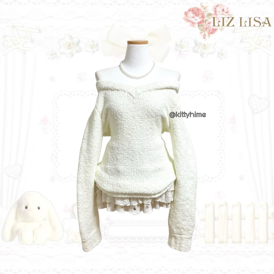 Liz lisa 리즈리사 빅리본 니트 핀터깔 히메갸루 히메카지 러블리갸루 상품이미지5