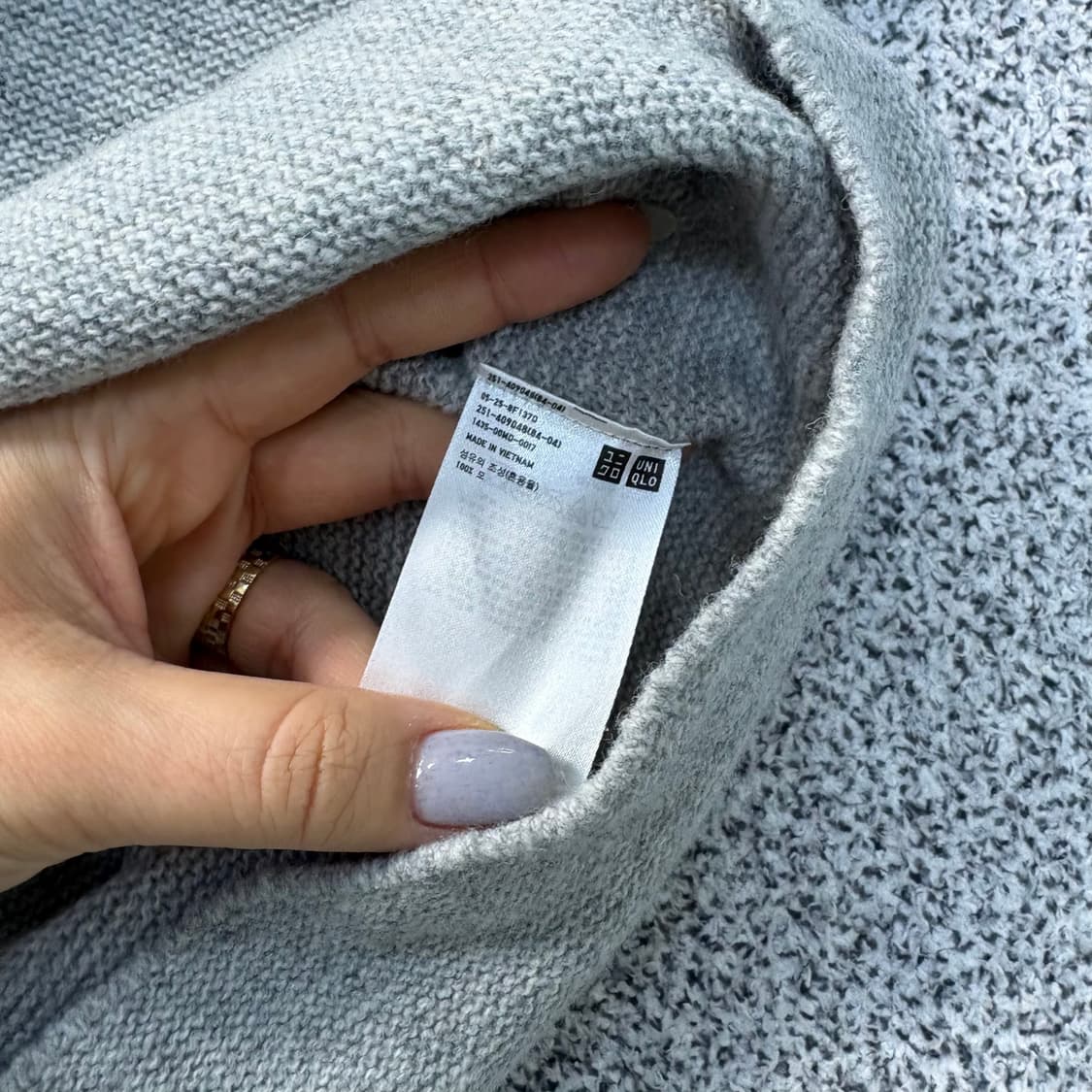 L 유니클로 울 니트 긴팔티 0309J 상품이미지4