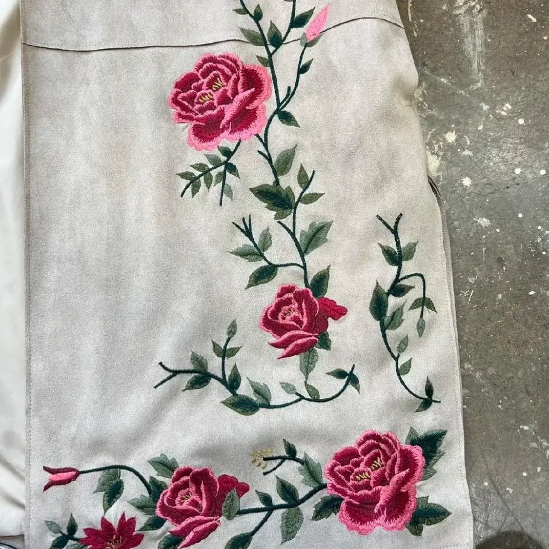 M) zara 자라 장미 자수 스웨이드 로브 코트 상품이미지7