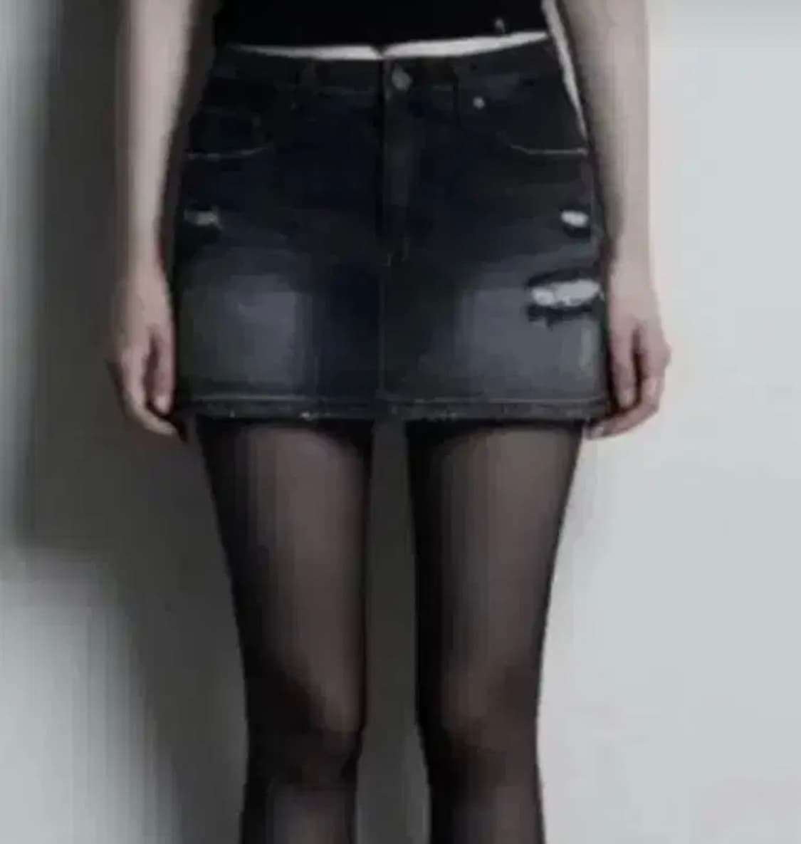 시너진 데미지 워싱 데님 미니 스커트 블랙 L 새상품 판매 상품이미지1