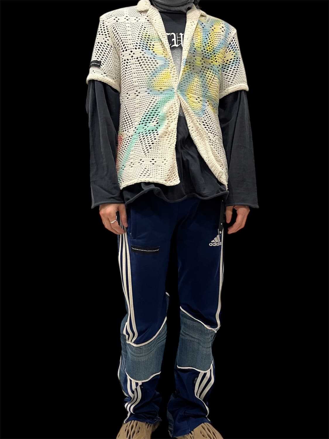 [OS] 빈티지 아카이브 플로랄 그래피티 시스루 니트 셔츠 상품이미지3