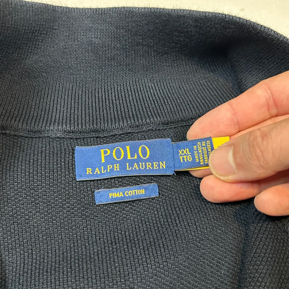 XXL) 폴로 랄프로렌 블랙 쿼터 반집업 풀오버 코튼 니트 큐알탭 상품이미지7