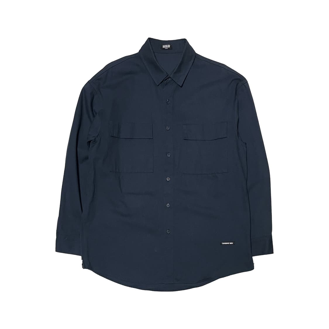미나브 사이드 지퍼 포켓 셔츠 네이비 상품이미지1