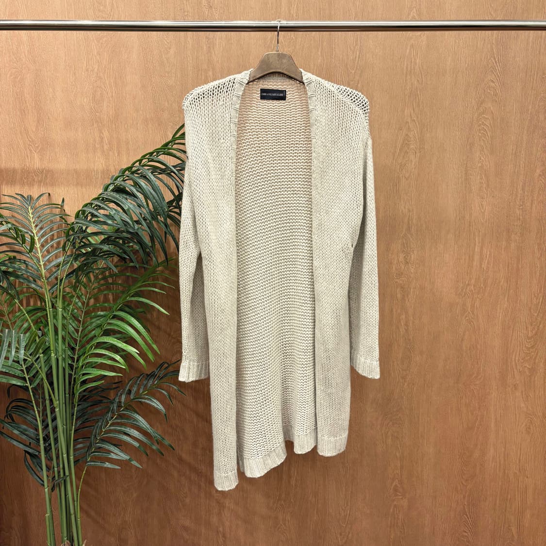 쟈딕 앤 볼테르 긴팔 롱 가디건 오픈 프론트 와플 텍스처 디테일 베이지 상품이미지1