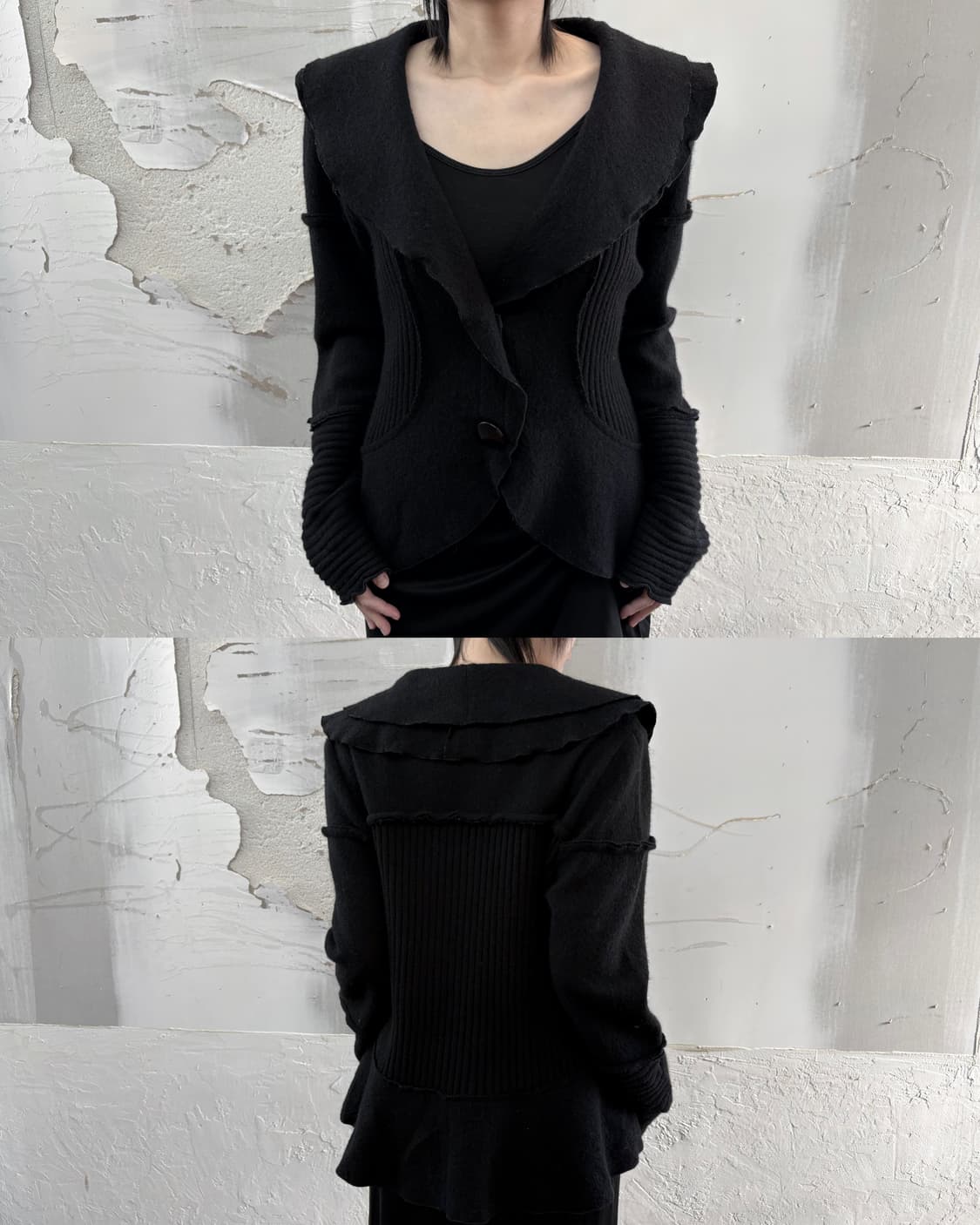 black frill knit cardigan 상품이미지1