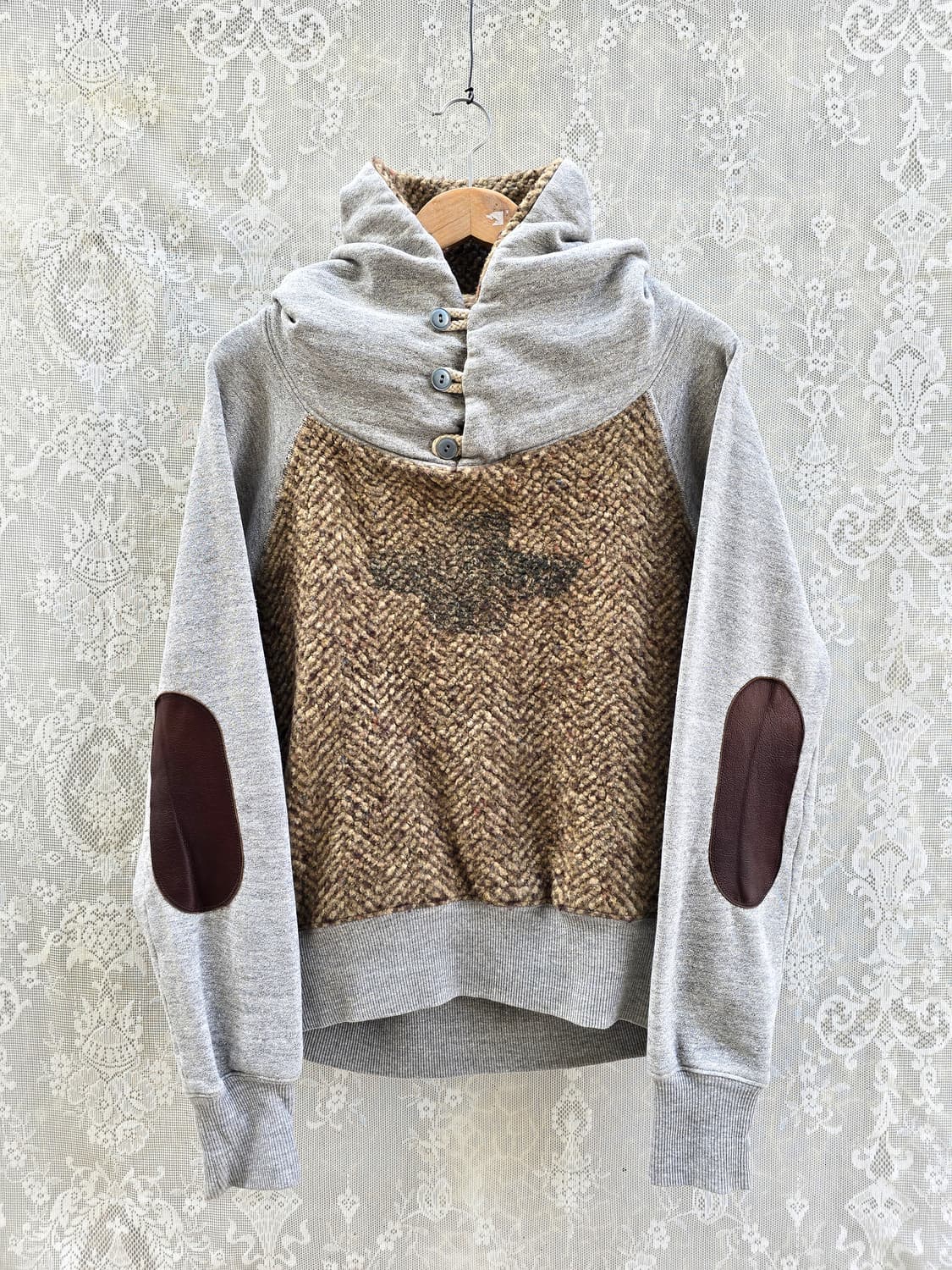 캐피탈 가죽 엘보우 후드티 (made in japan) 상품이미지1