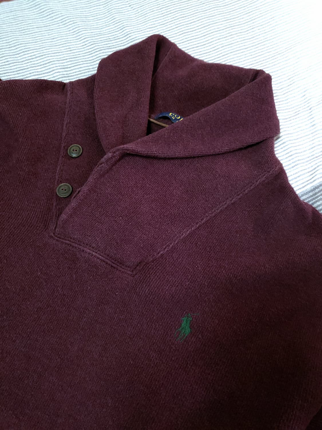폴로 랄프로렌 빈티지 숄카라 맨투맨 스웻셔츠 : 버건디 상품이미지1