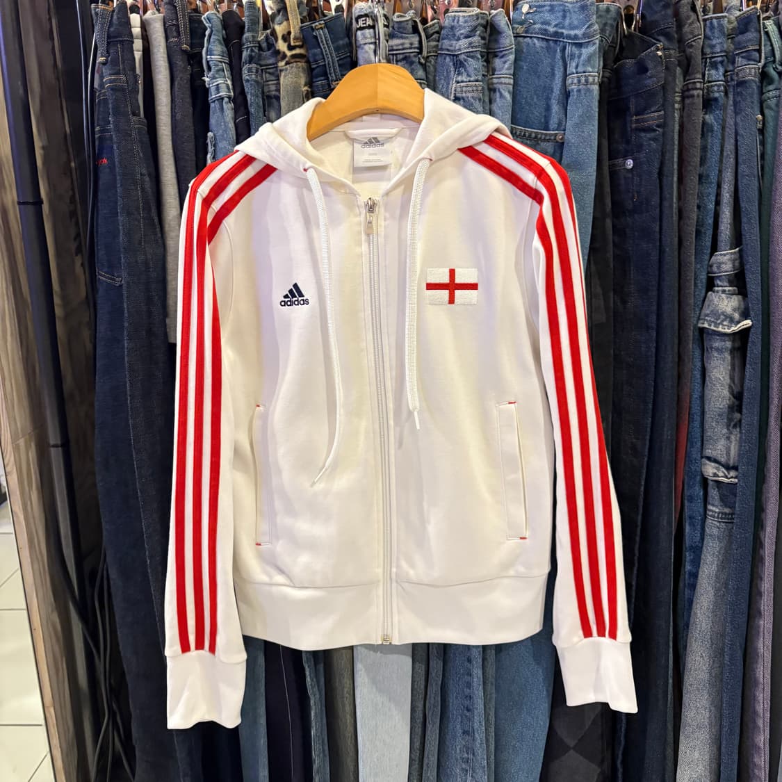아디다스 잉글랜드 화이트 레드 후드 져지 상품이미지3