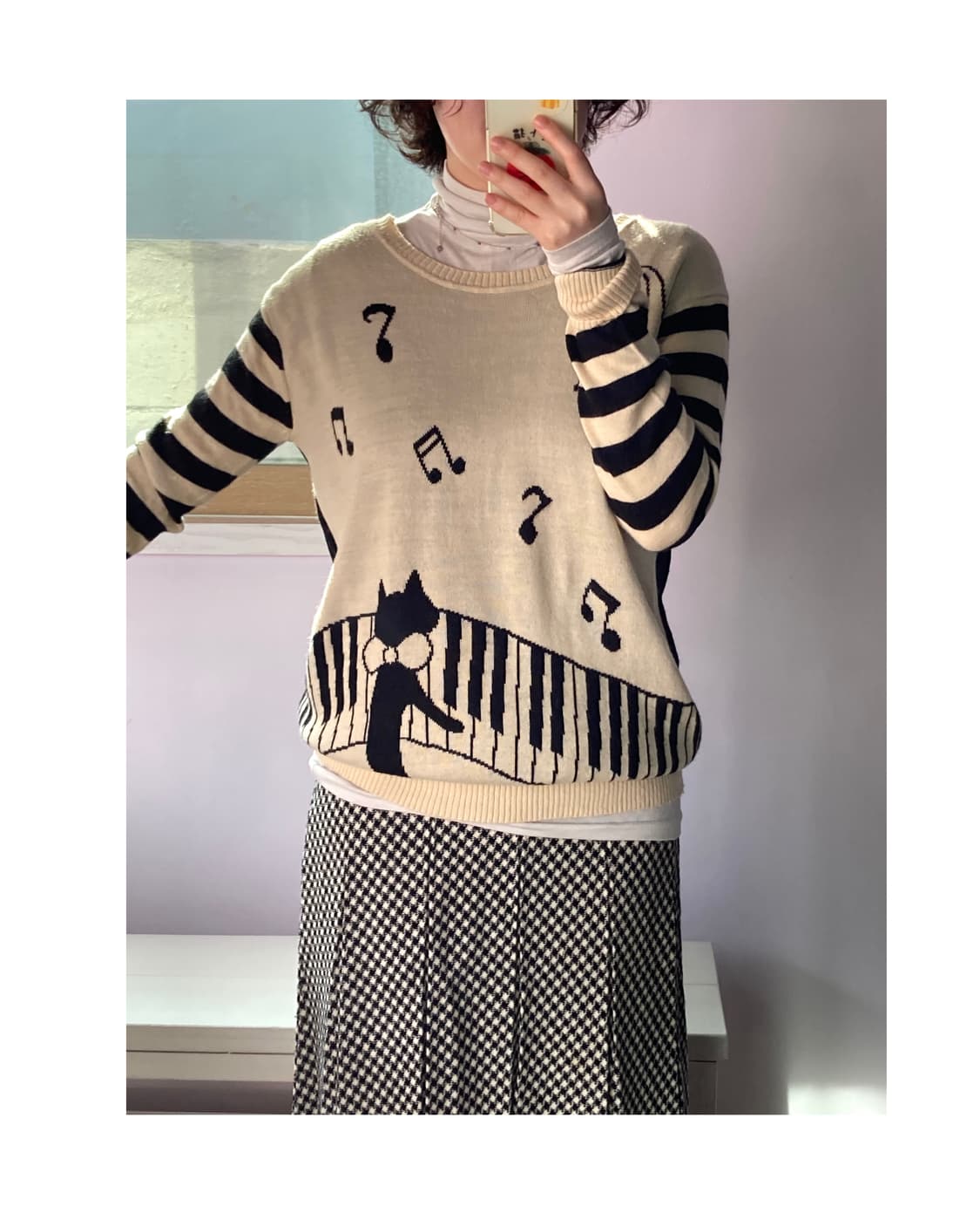 일본빈티지)피아노 치는 네코 니트 🐱 상품이미지6