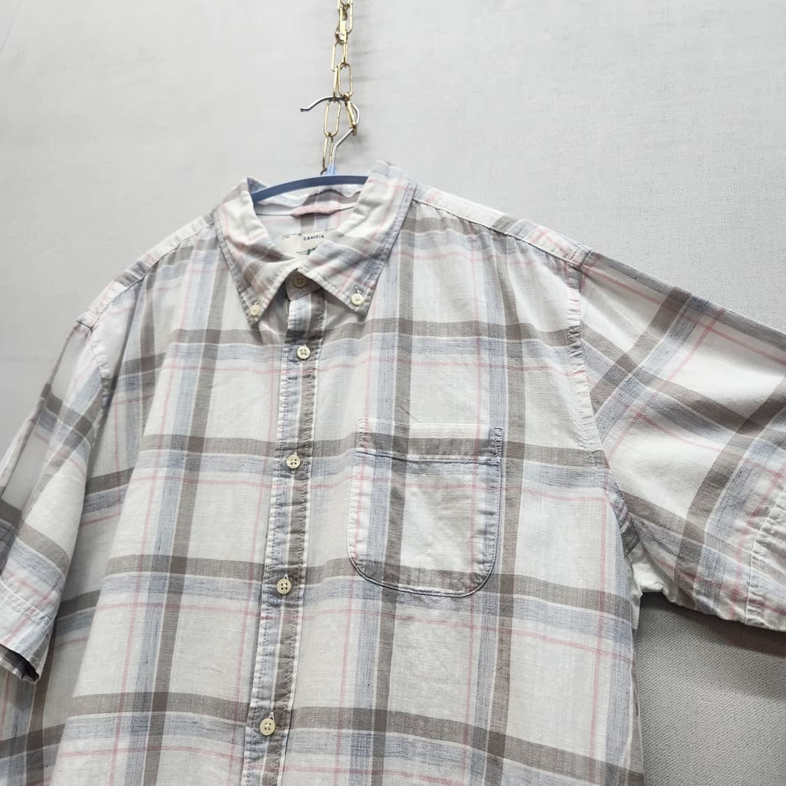 헨리코튼 원포켓 체크 반팔셔츠 110(XL~2XL) 상품이미지3