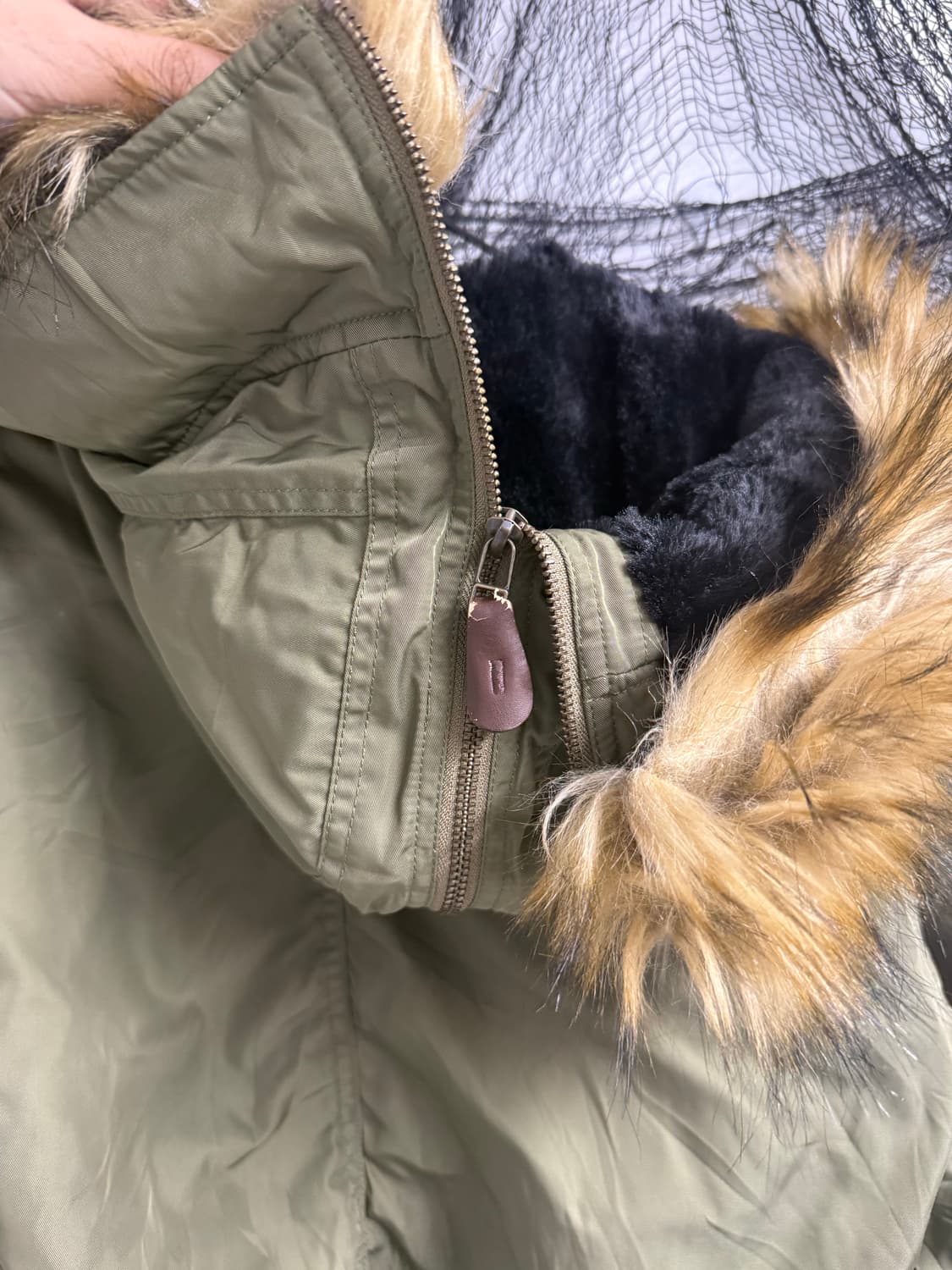 Fur bomber khaki jacket 상품이미지5