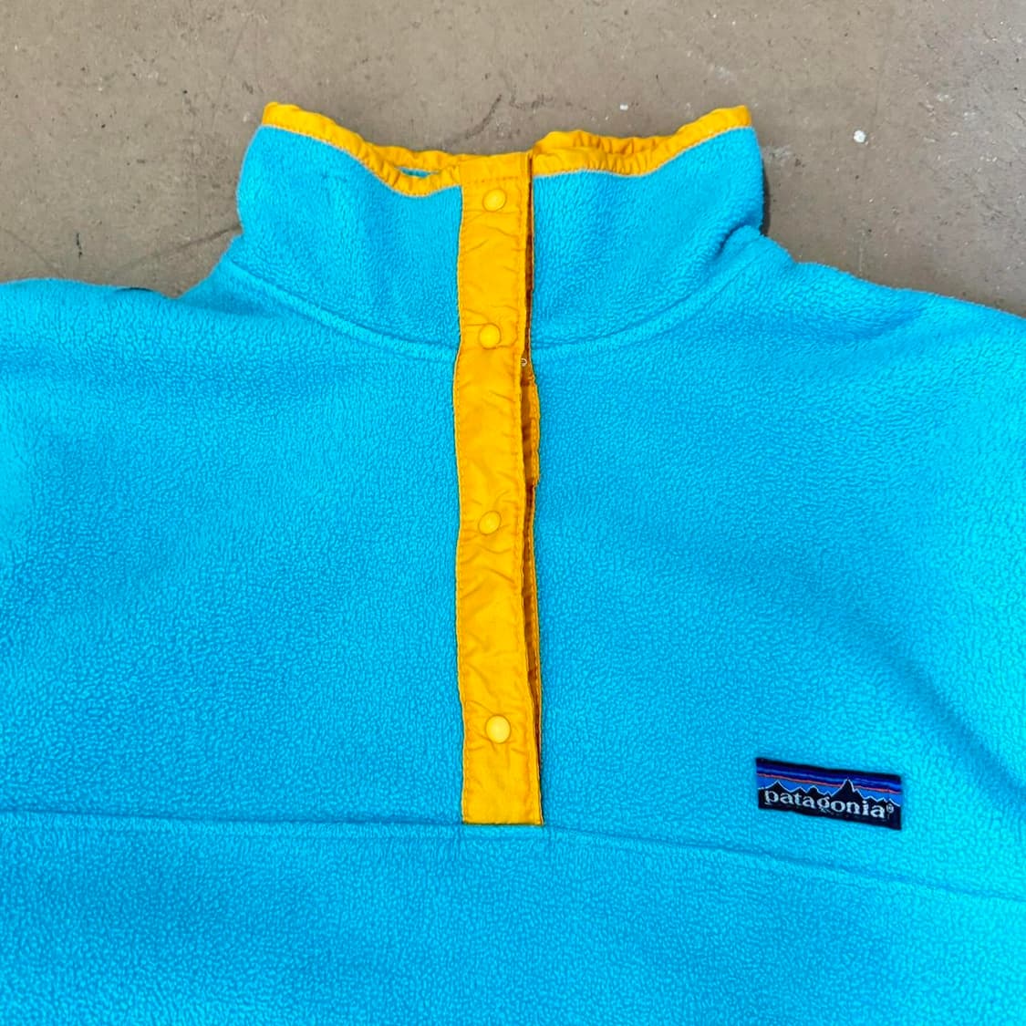 80~90s USA 파타고니아 신칠라 스냅-T 아쿠아 틸/옐로우 상품이미지2