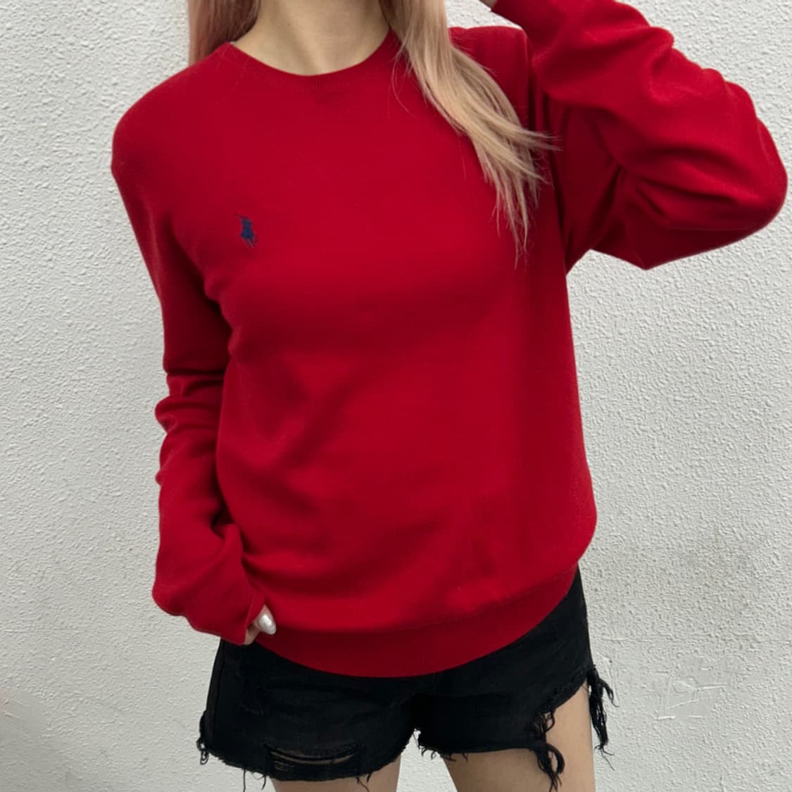 폴로 랄프로렌 네이비포니 레드 니트 M 상품이미지1