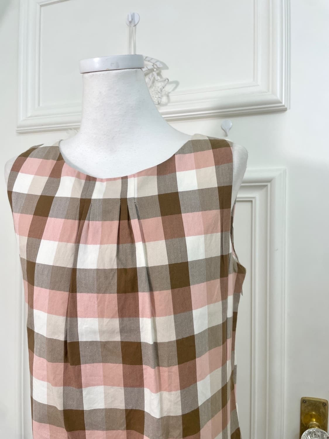 pink brown check cotton summer opc 상품이미지7