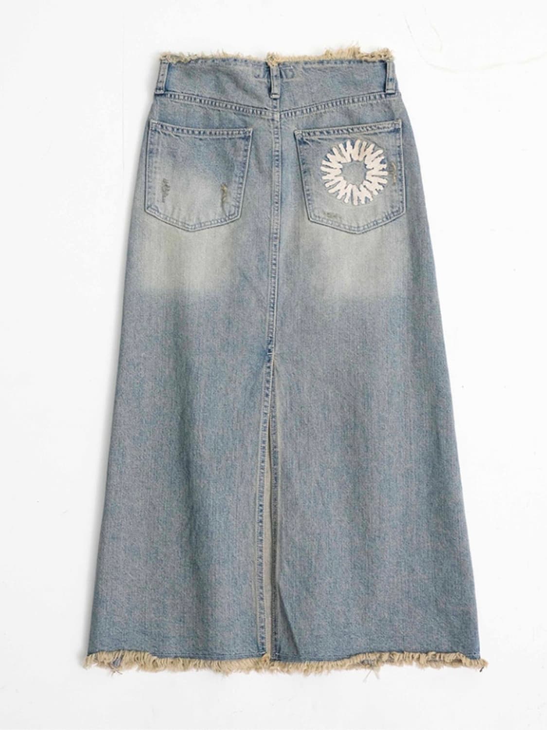 [999 휴머니티] 컷팅 엣지 풀 랭스 데님 스커트 (빈티지 블루) 상품이미지1