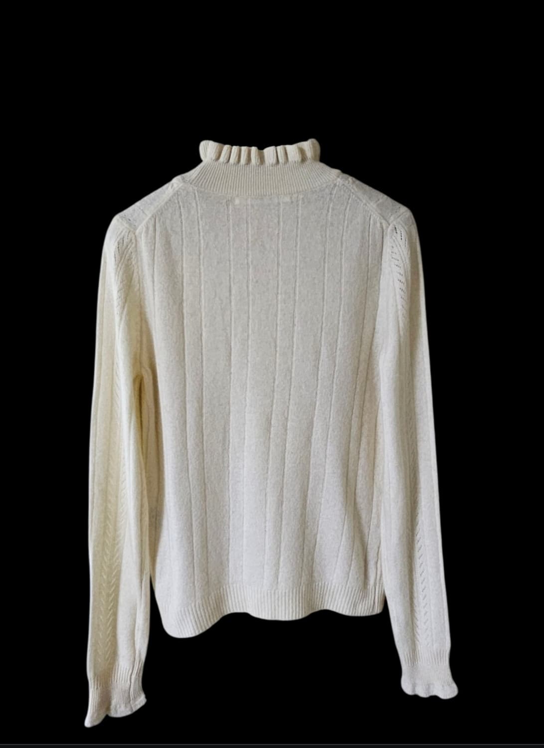 앳코너 아이보리 모크넥 프릴 장식 여성 니트 스웨터 S 상품이미지8