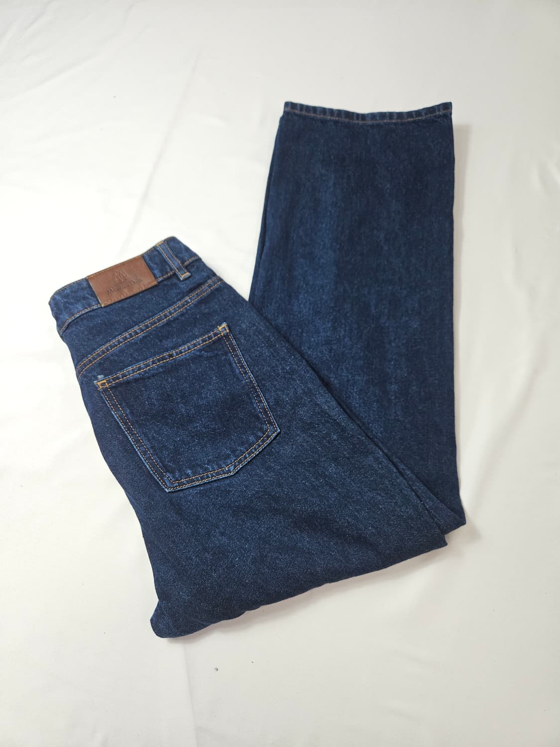 마시모두띠 가죽패치 데님팬츠 청바지 세미와이드 28 상품이미지1