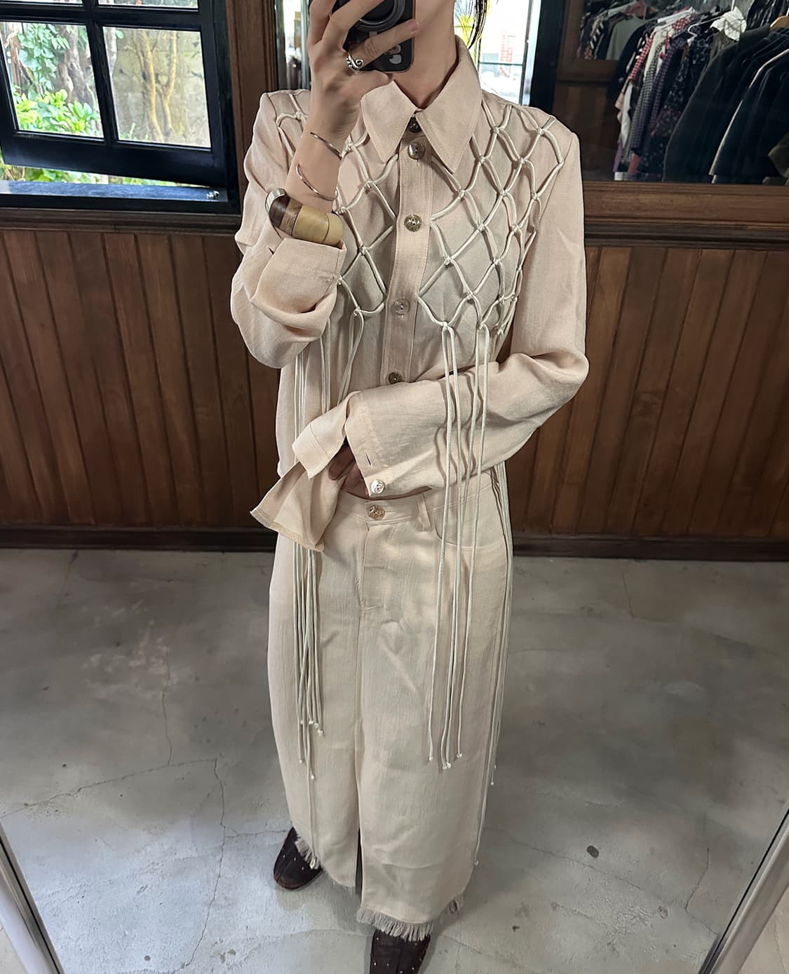 NANUSHKA rope-detail linen shirt & skirt 상품이미지2