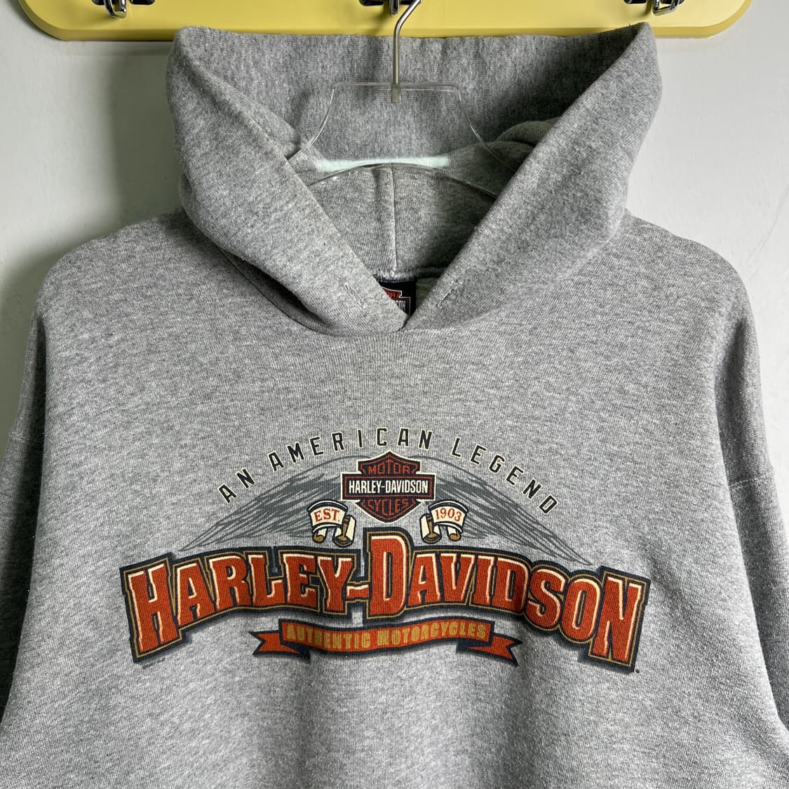 할리데이비슨 로고 프린팅 그레이 후드티 상품이미지4