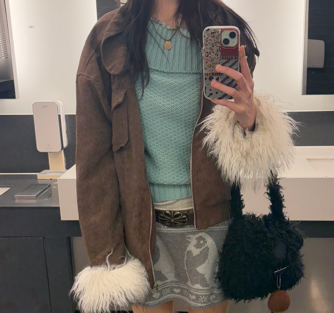 모리걸 민트 오프숄더 니트 상품이미지3