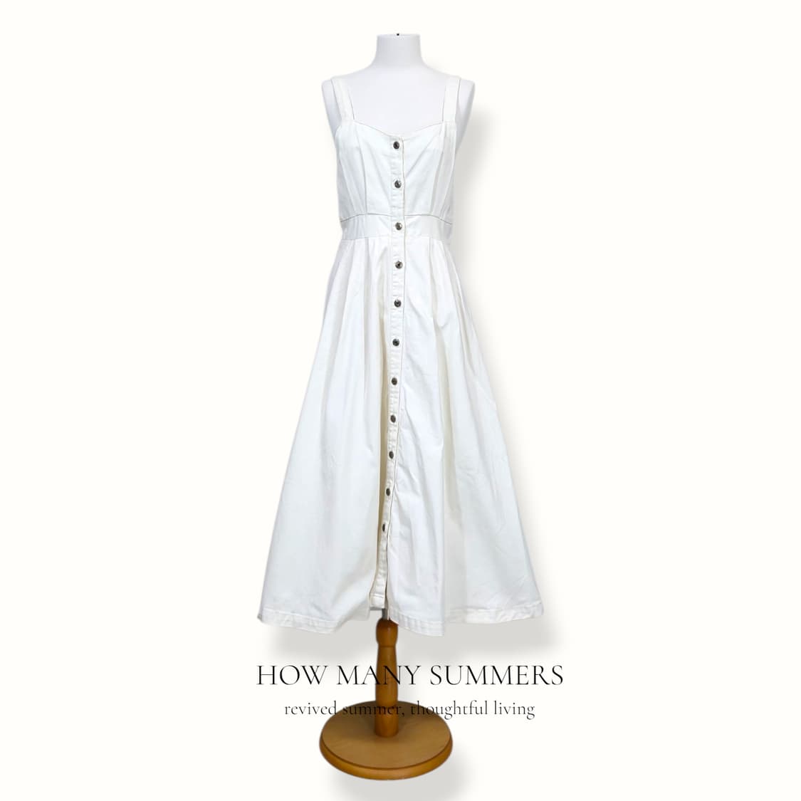 Ray Cassin 화이트 데님 뷔스티에 롱 원피스 F 버튼다운 코튼 상품이미지1
