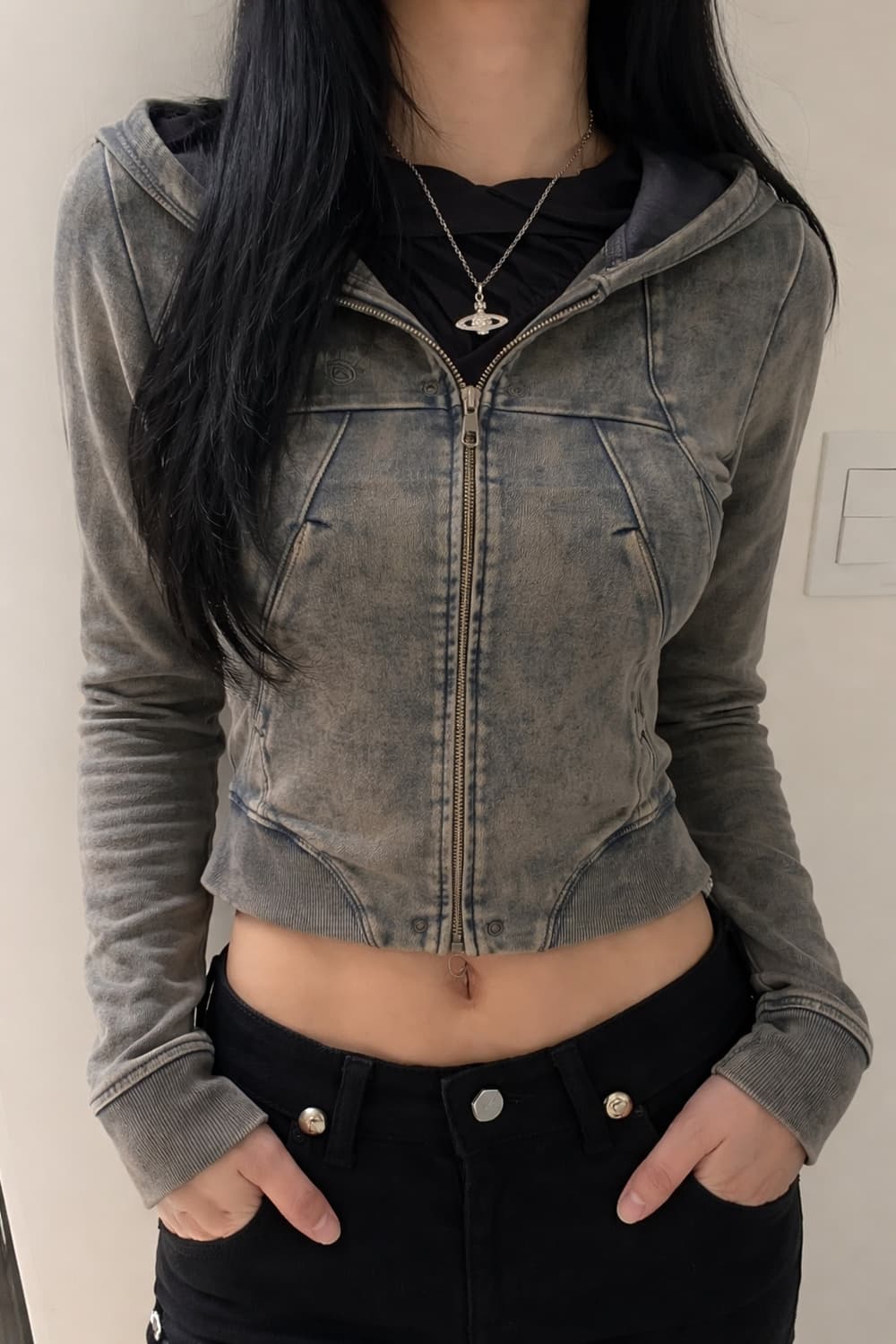 미스치프 롬버스 후드집업 상품이미지2