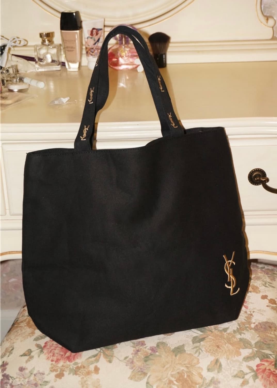 입생로랑 뷰티 캔버스 에코백 블랙 지퍼o 상품이미지4