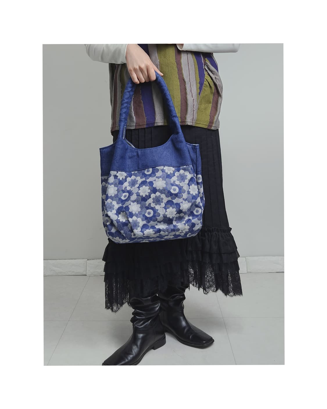 플로럴 데님 숄더백 상품이미지1