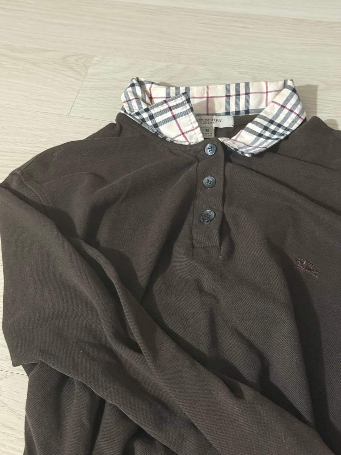 버버리 체크 긴팔 카라티 슬림핏 상품이미지2