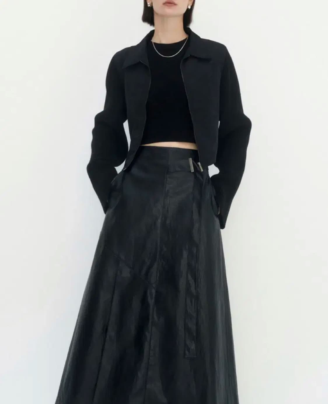 트리밍버드 Knit sleeve cropped jacket [black] 상품이미지3