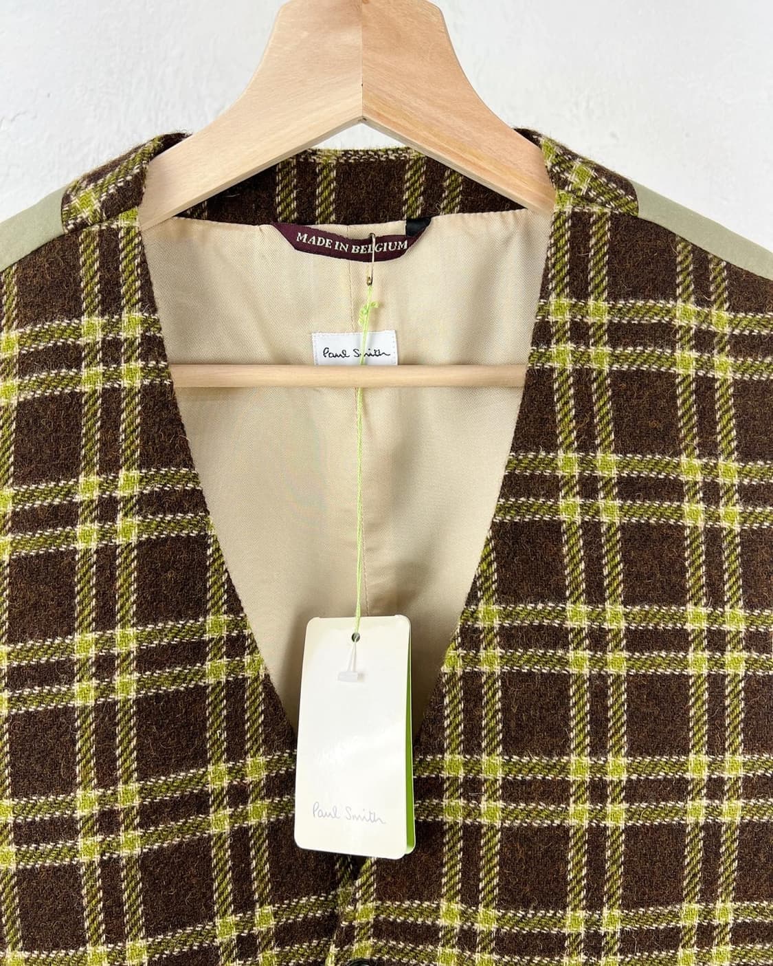 폴 스미스 브라운 체크 울 레이온 베스트 자켓 상품이미지7