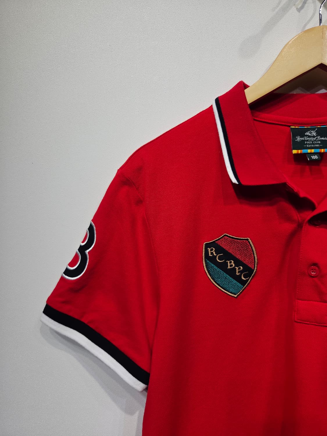 폴로클럽. 남자 레드 반팔 카라티_100 상품이미지2