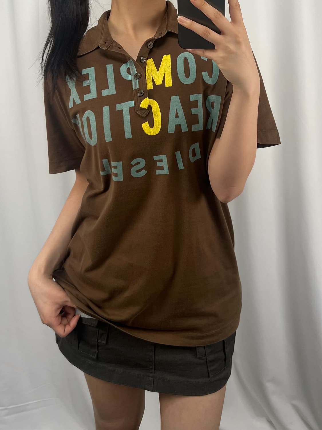 디젤 빅로고 브라운 반팔 카라티 상품이미지1