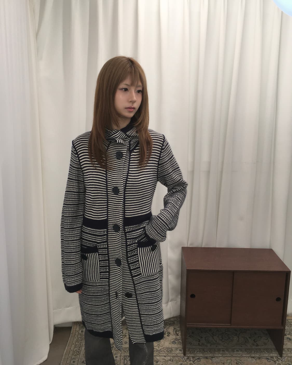 스트라이프 롱 가디건 상품이미지2