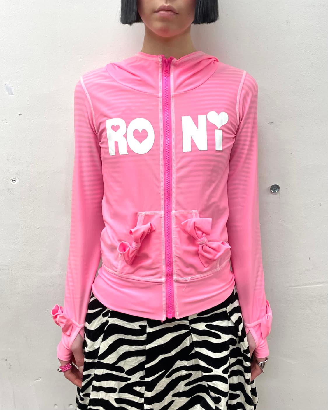 Roni Ribbon Pink Hoodie Zip-Up 상품이미지1
