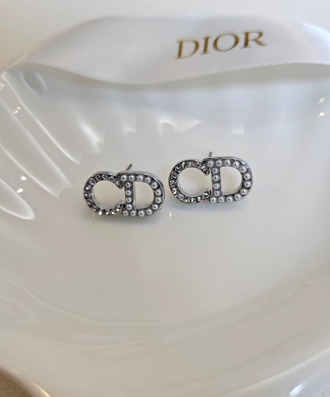 디올 진주 큐빅 은장 귀걸이 업사이클링 상품이미지1